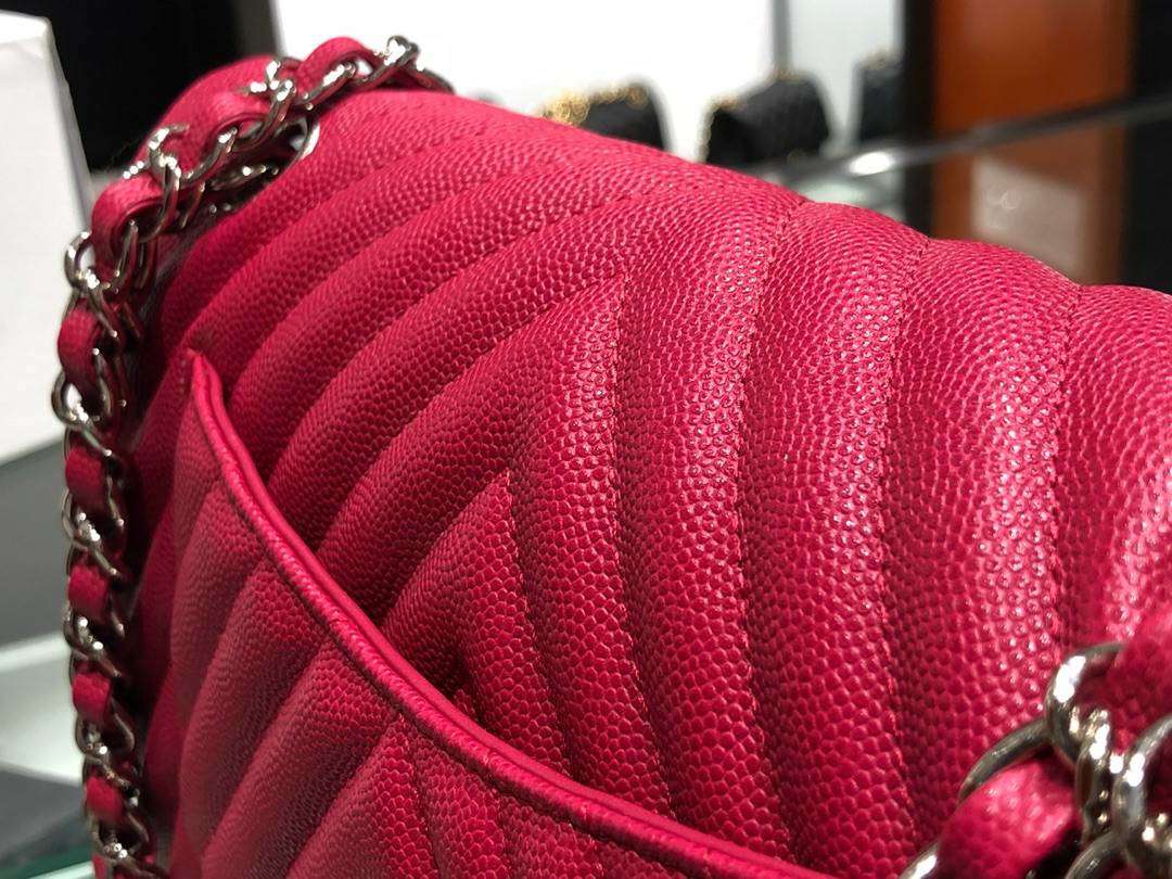 Chanel（香奈儿）classic flap 精选羊皮 玫红色 CF链条包 25cm
