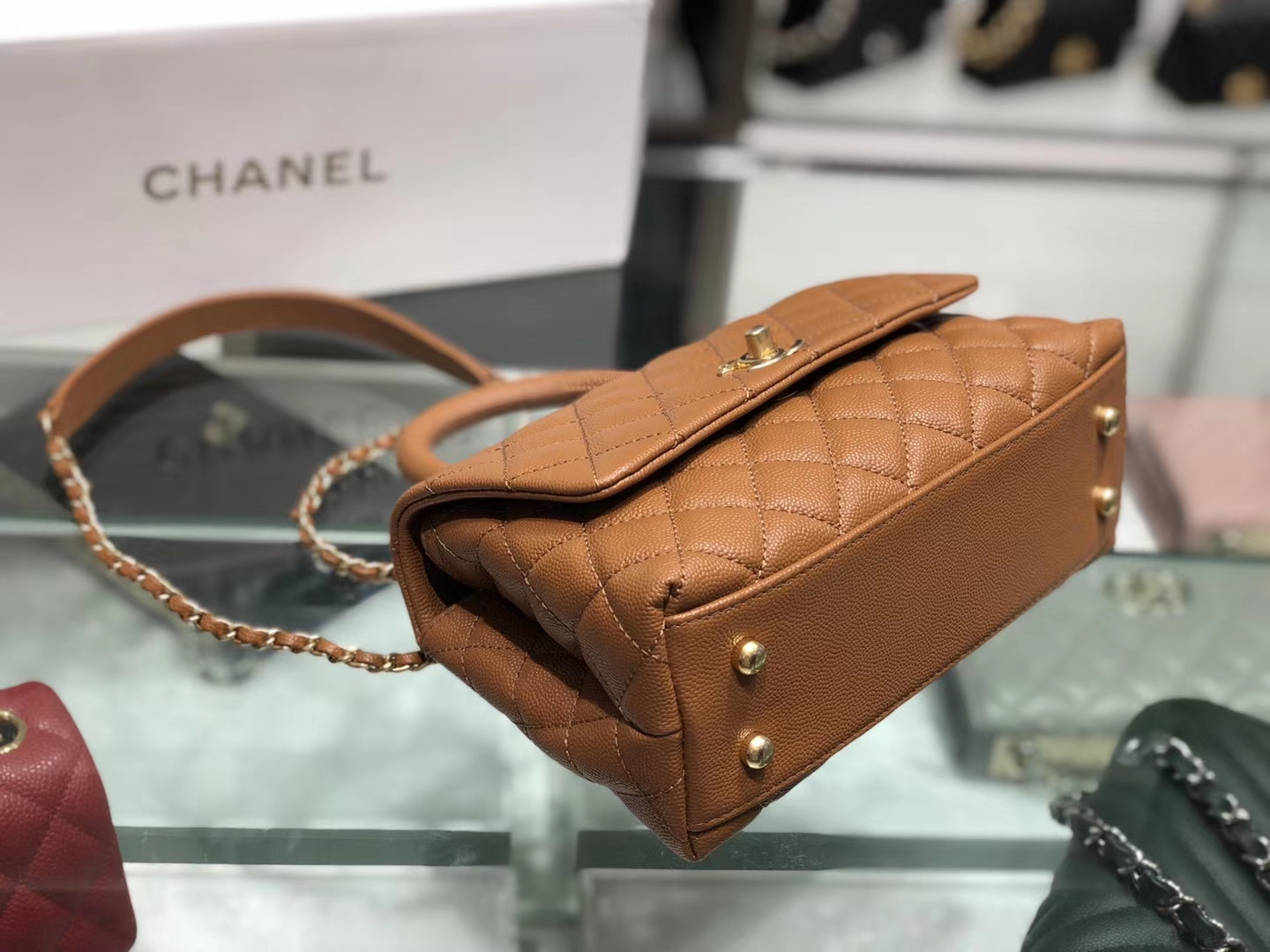 Chanel（香奈儿） coco handle 链条包 小号 金棕色 金扣 24cm