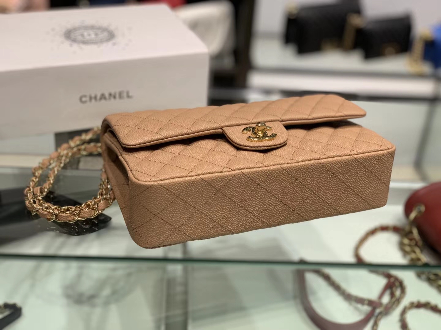 Chanel（香奈儿）cf # 链条包 卡其色 金扣 30cm