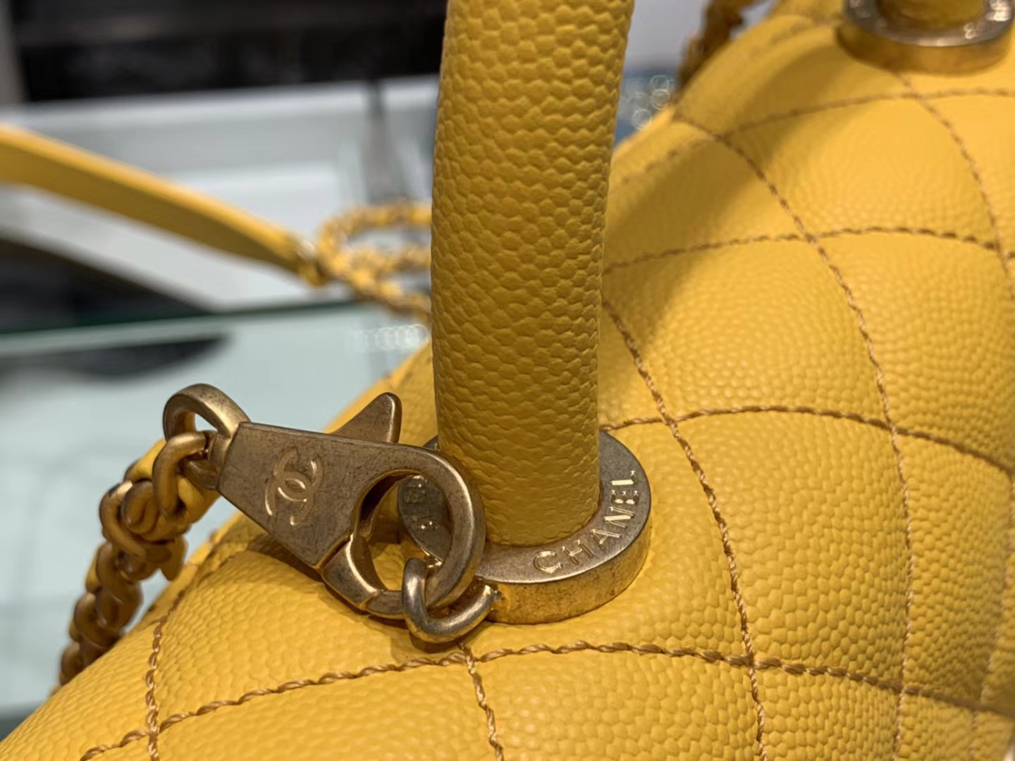 Chanel（香奈儿） coco handle 小号 链条包 琥珀黄 金扣 24cm