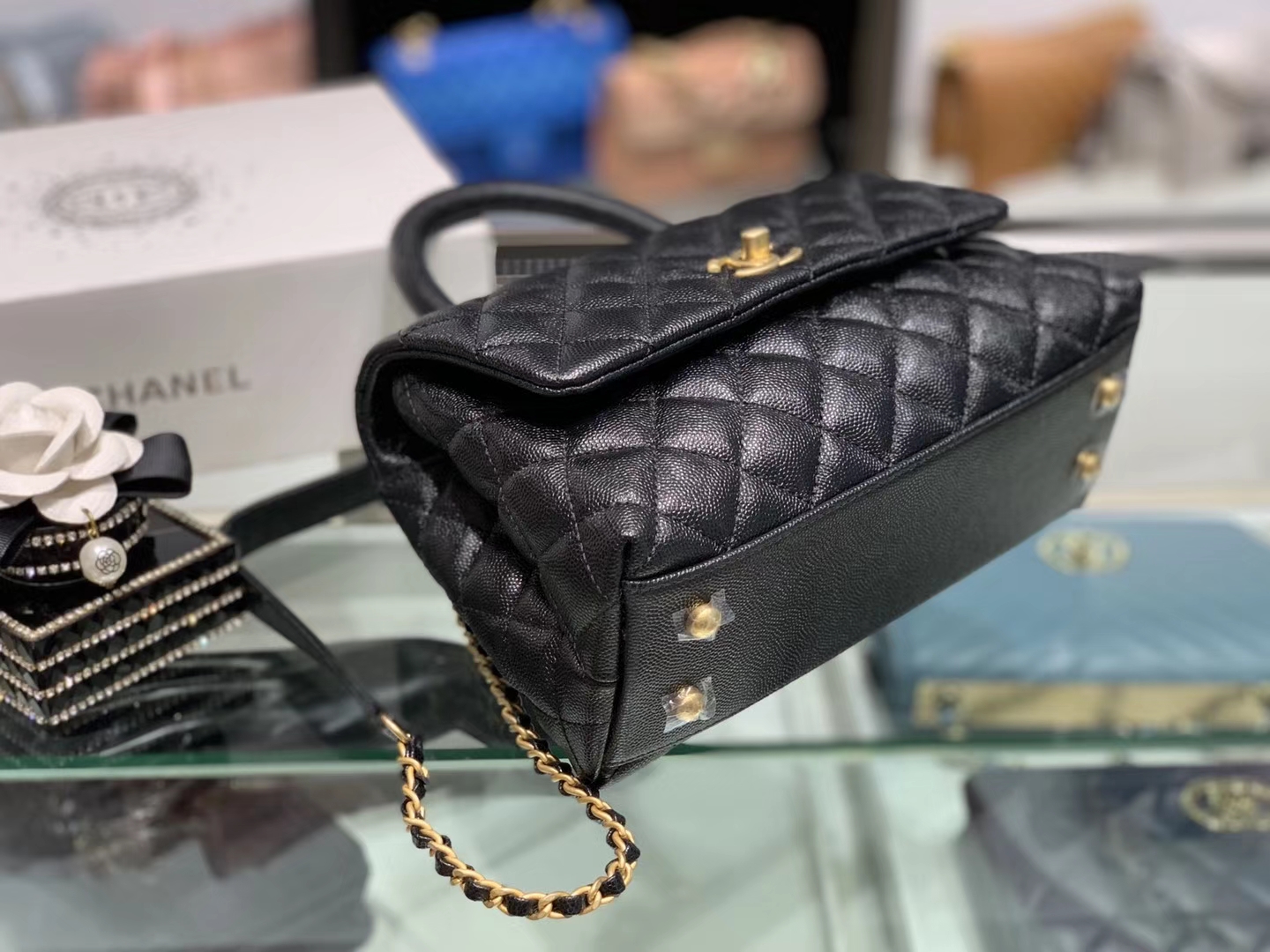 Chanel（香奈儿）coco handle 链条包 小号 黑色 金扣 24cm