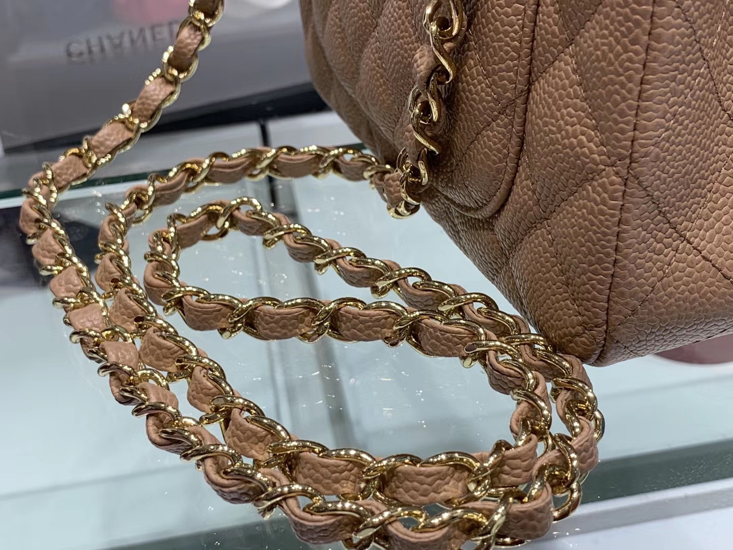 Chanel（香奈儿）cf # 链条包 卡其色 金扣 金链 20cm