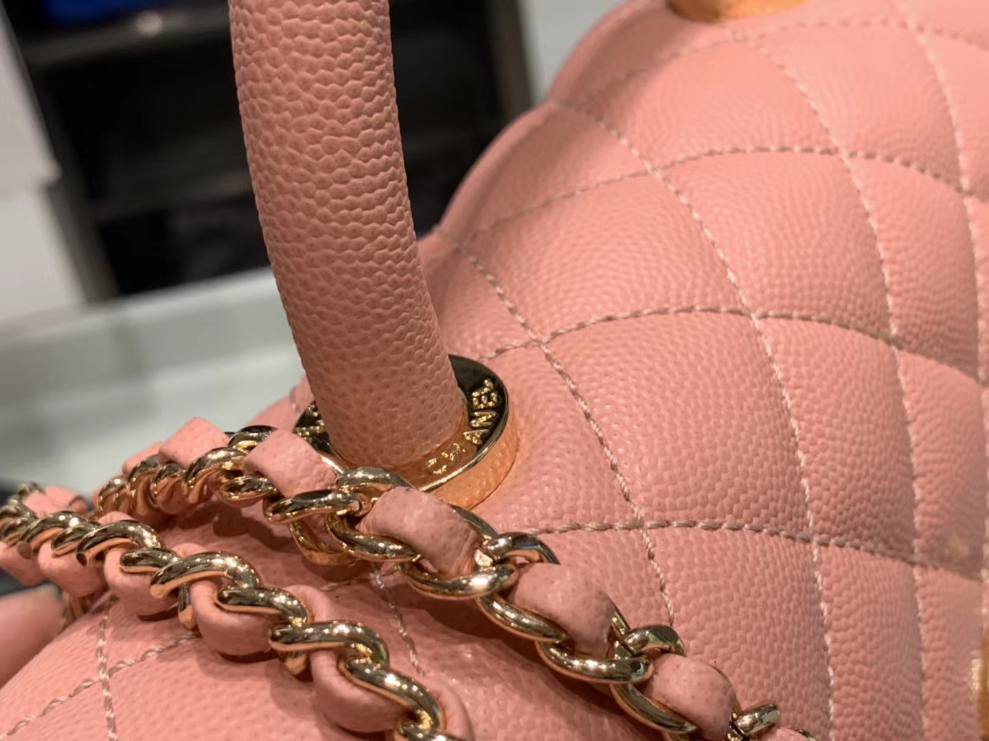 Chanel（香奈儿） coco handle 小号 链条包 浅粉色 金扣 24cm