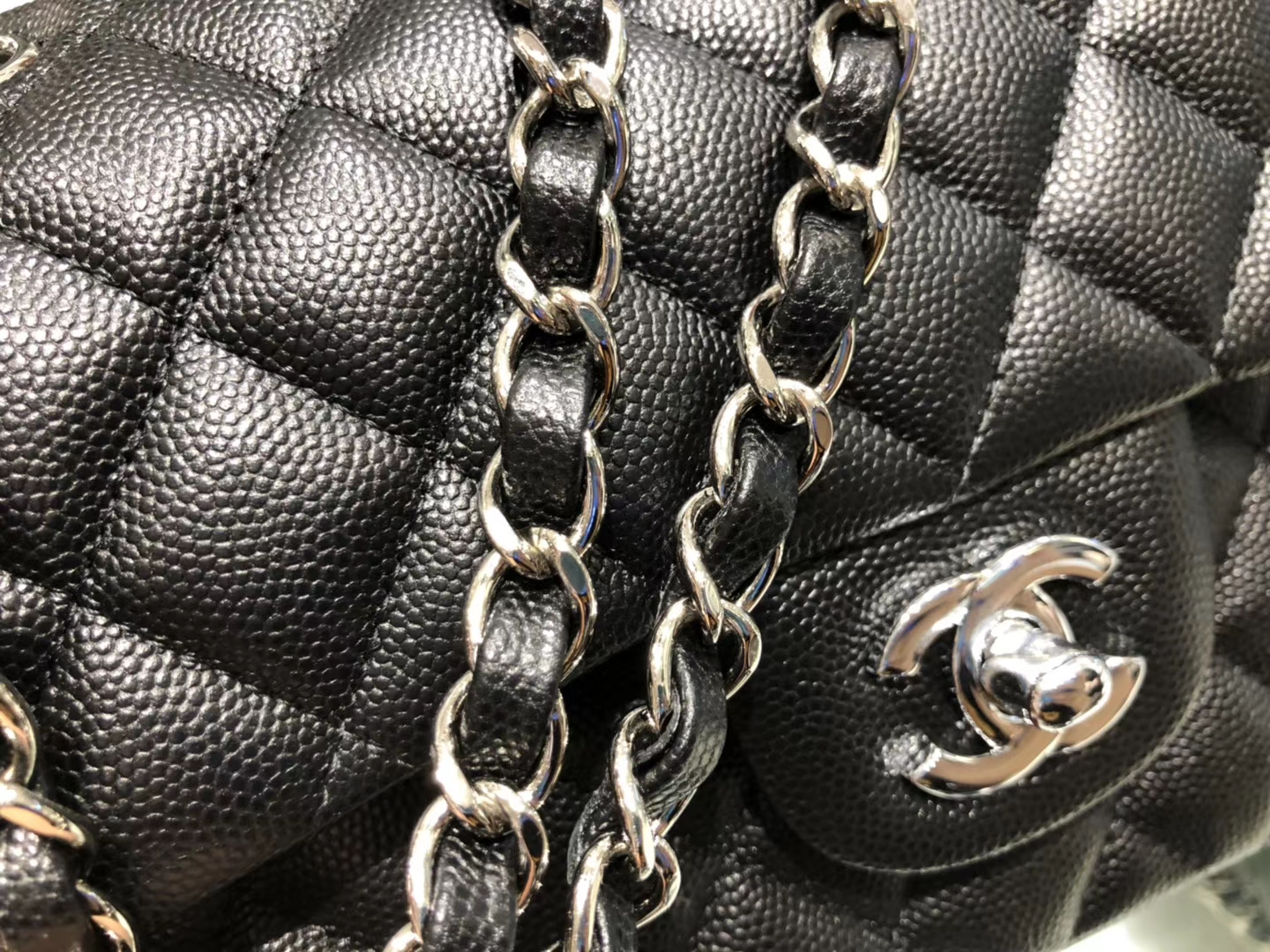 Chanel（香奈儿）cf # 链条包 黑色 银扣 银链 23cm