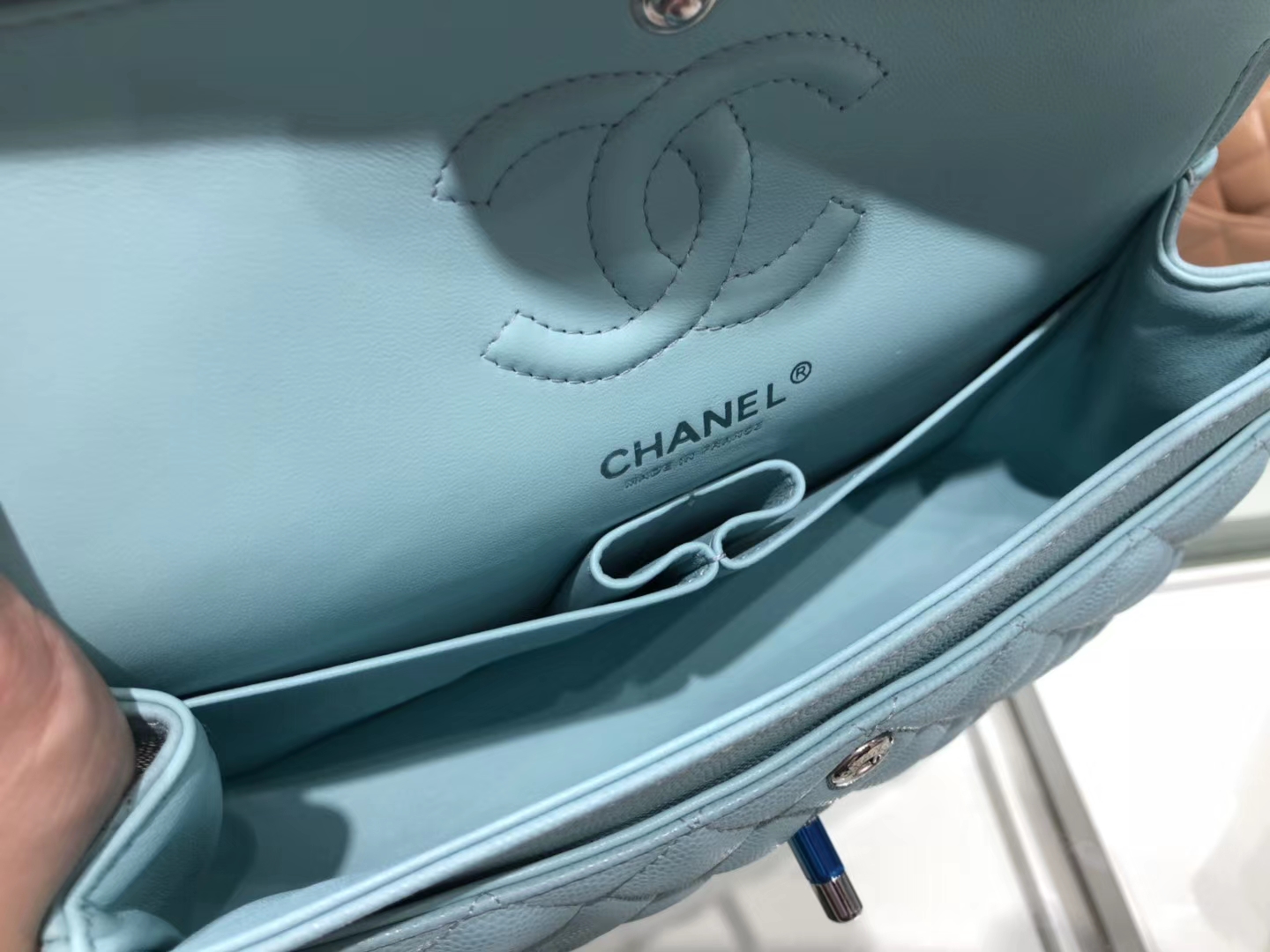Chanel（香奈儿）cf # 链条包 薄荷蓝 银扣 银链 23cm