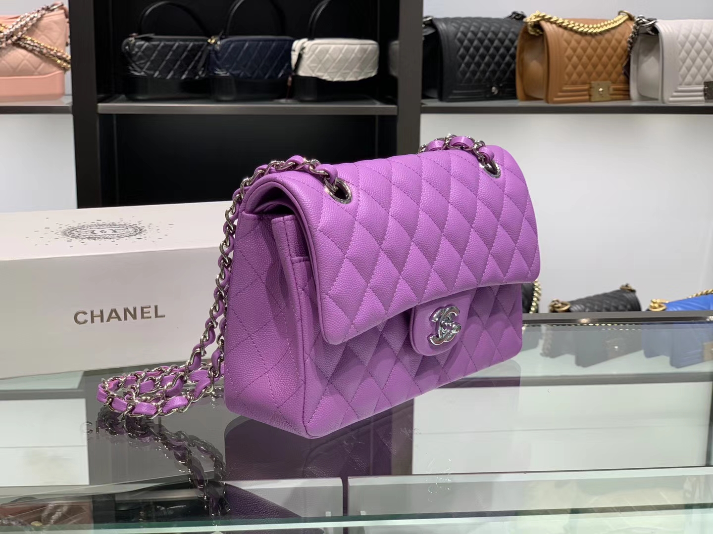 Chanel（香奈儿）cf # 链条包 香芋紫 银扣 银链 23cm