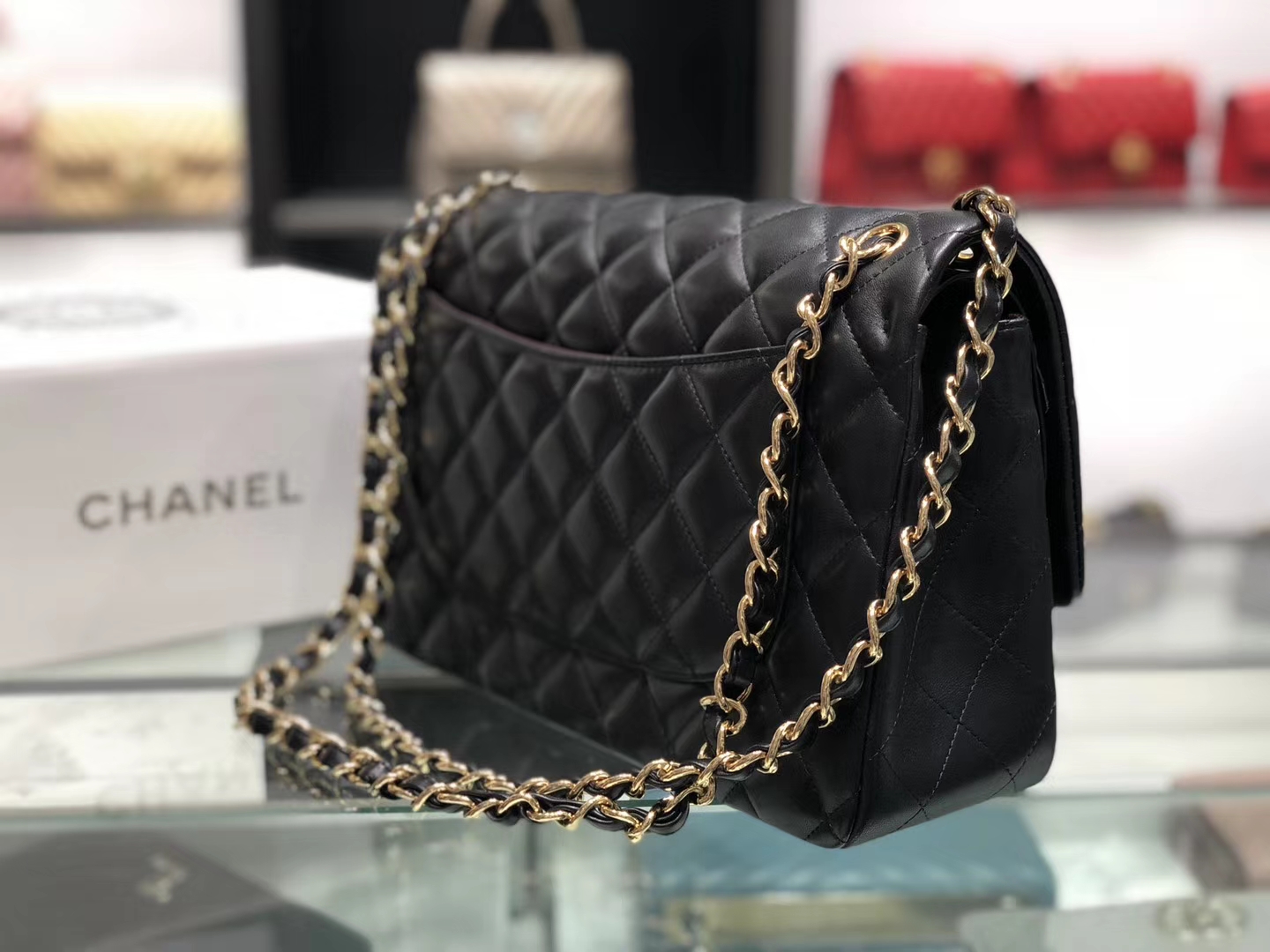 Chanel（香奈儿）cf # 链条包 羊皮 黑色 金扣 金链 30cm