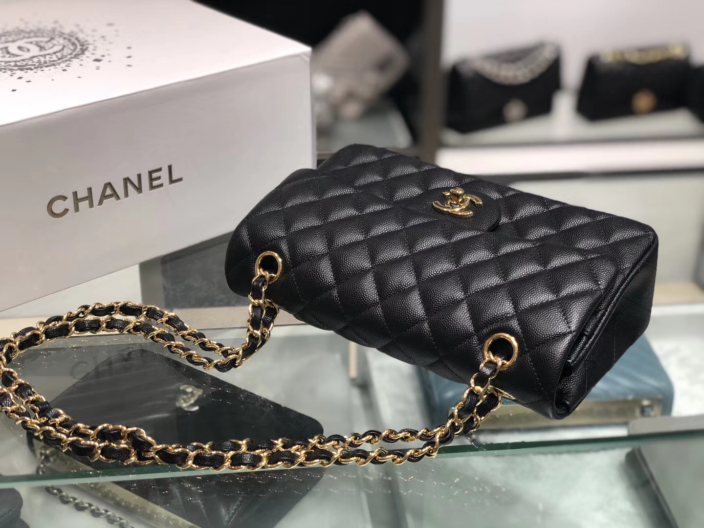 Chanel（香奈儿）cf # 链条包 黑色 金扣 金链 23cm