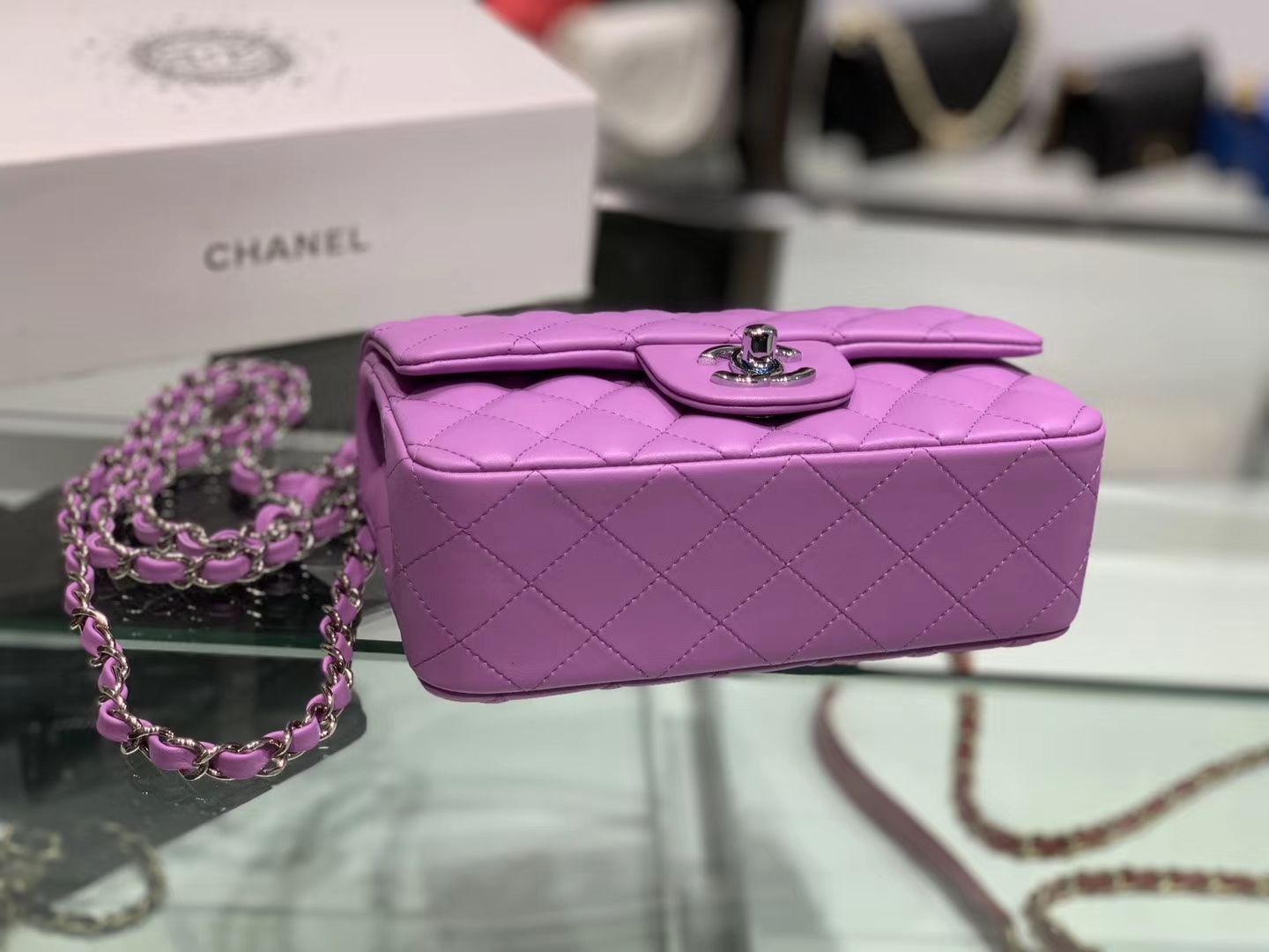 Chanel（香奈儿）cf # 链条包 香芋紫 银扣 银链 20cm