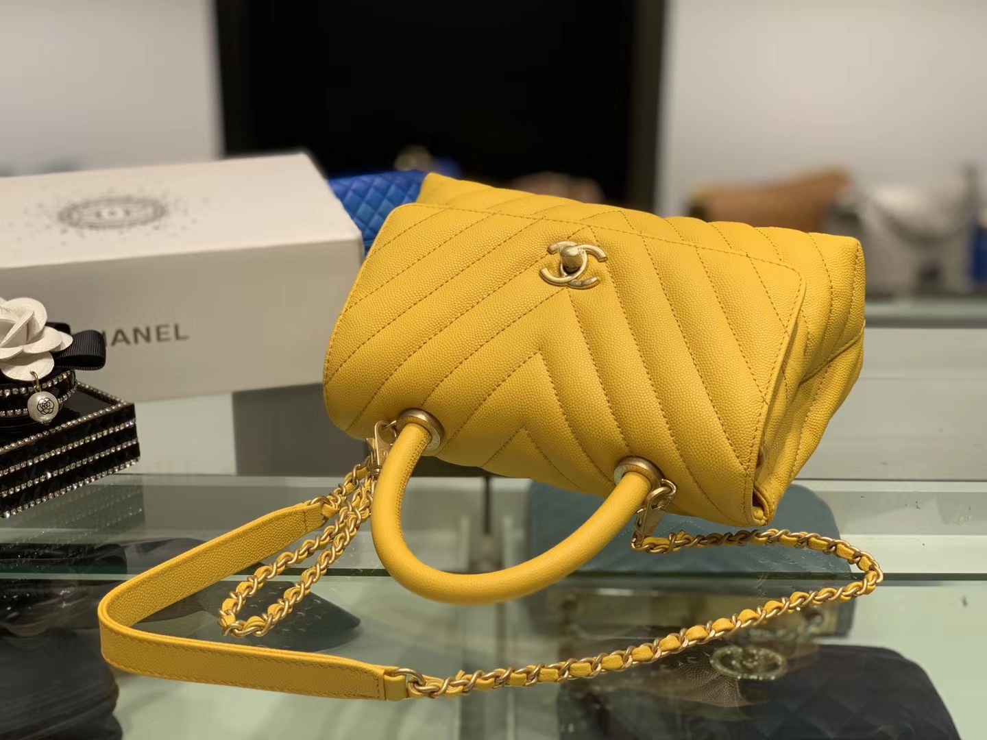 Chanel（香奈儿） coco handle 链条包 小号 明黄色 金扣 24cm