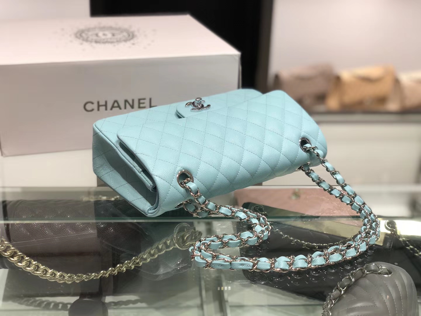 Chanel（香奈儿）cf # 链条包 薄荷绿 银扣 银链 25cm