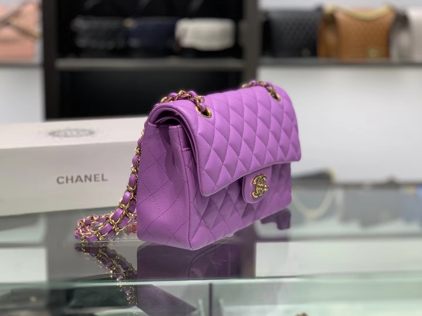 Chanel（香奈儿）cf # 链条包 香芋紫 金扣 金链 23cm
