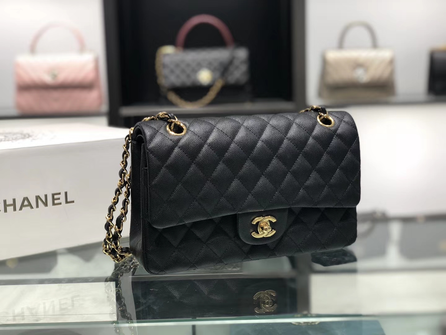 Chanel（香奈儿）cf # 链条包 黑色 金扣 金链 25cm