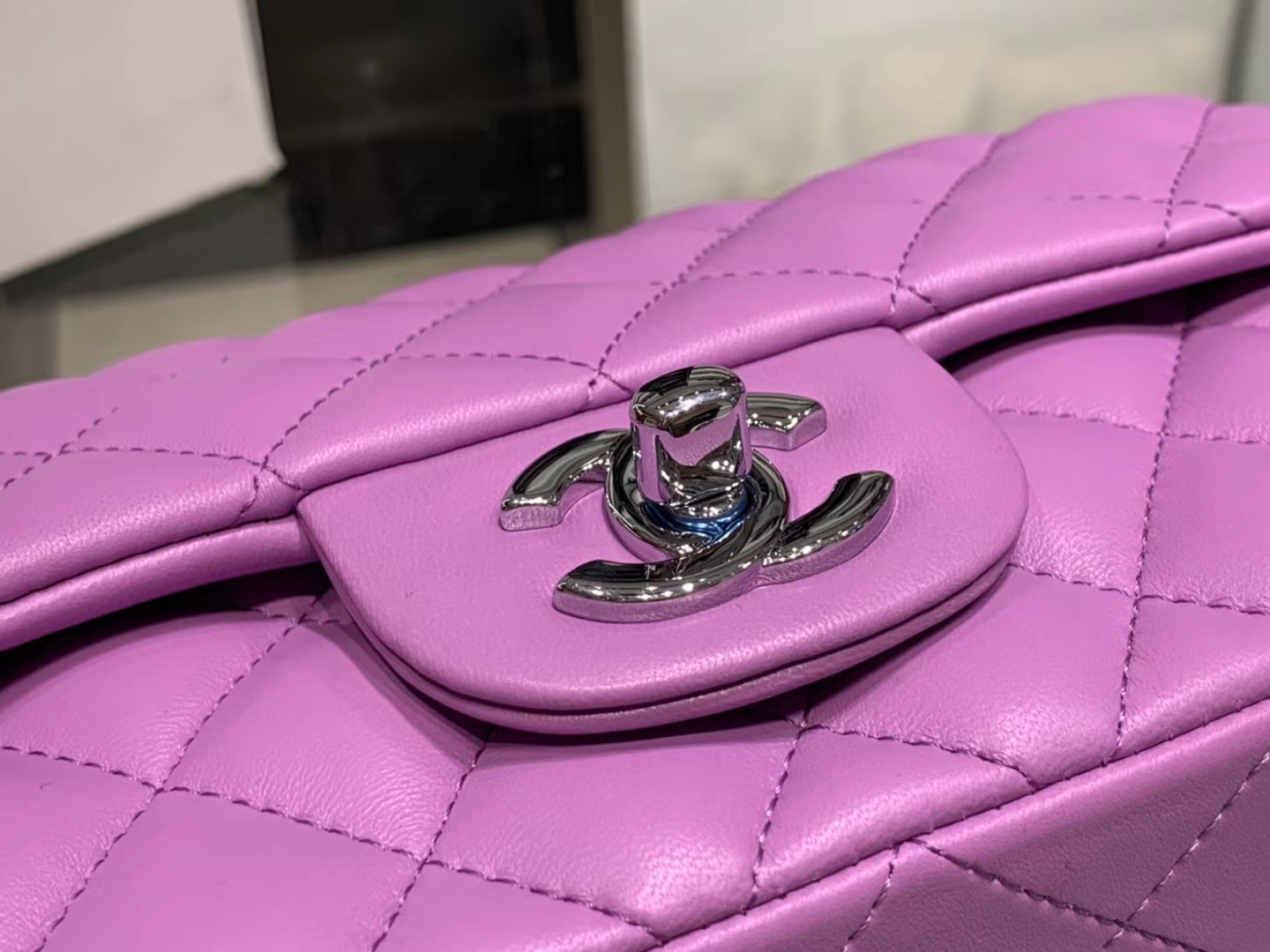 Chanel（香奈儿）cf # 链条包 香芋紫 银扣 银链 20cm