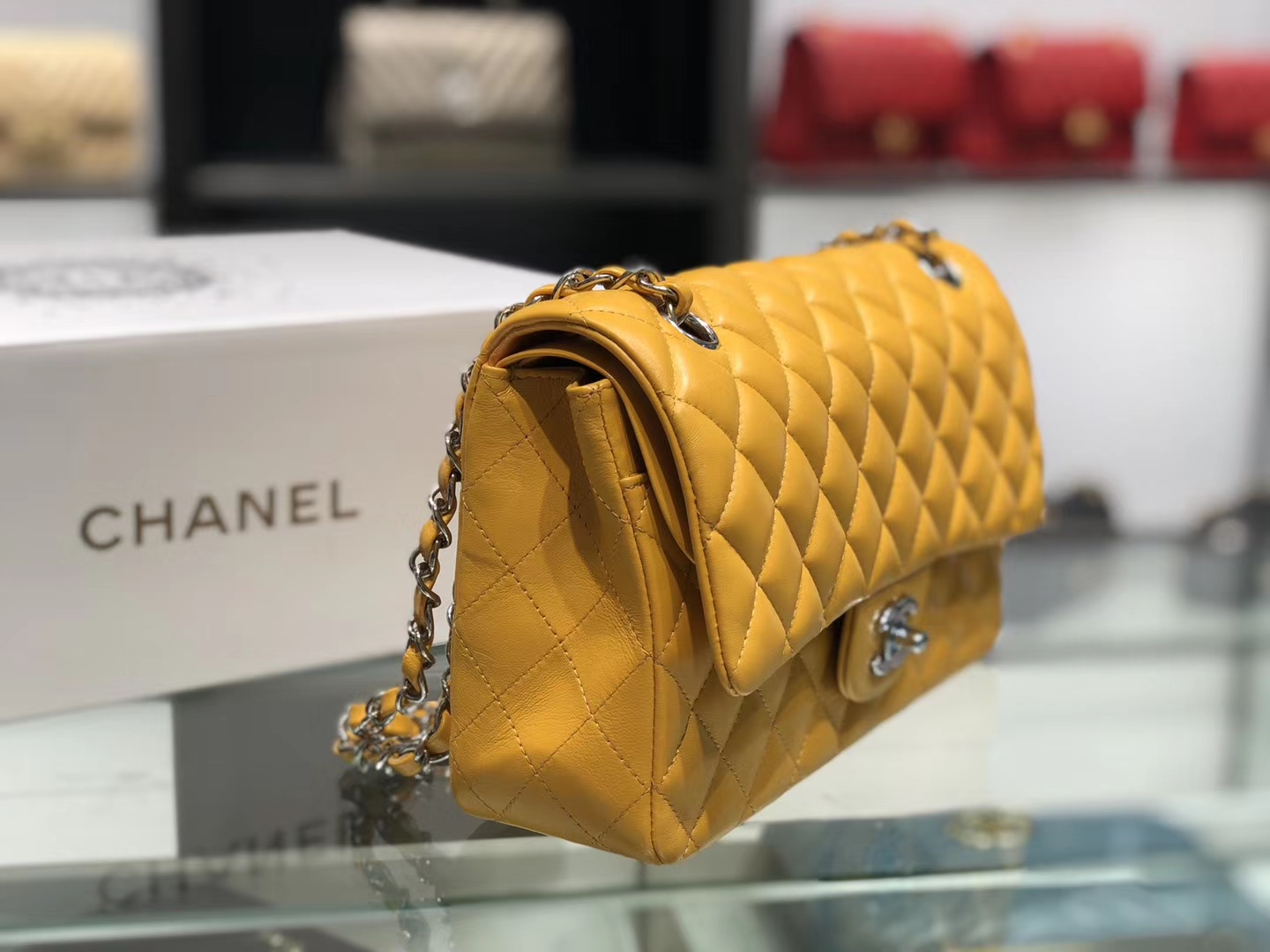 Chanel（香奈儿）cf # 链条包 琥珀黄 银扣 银链 25cm