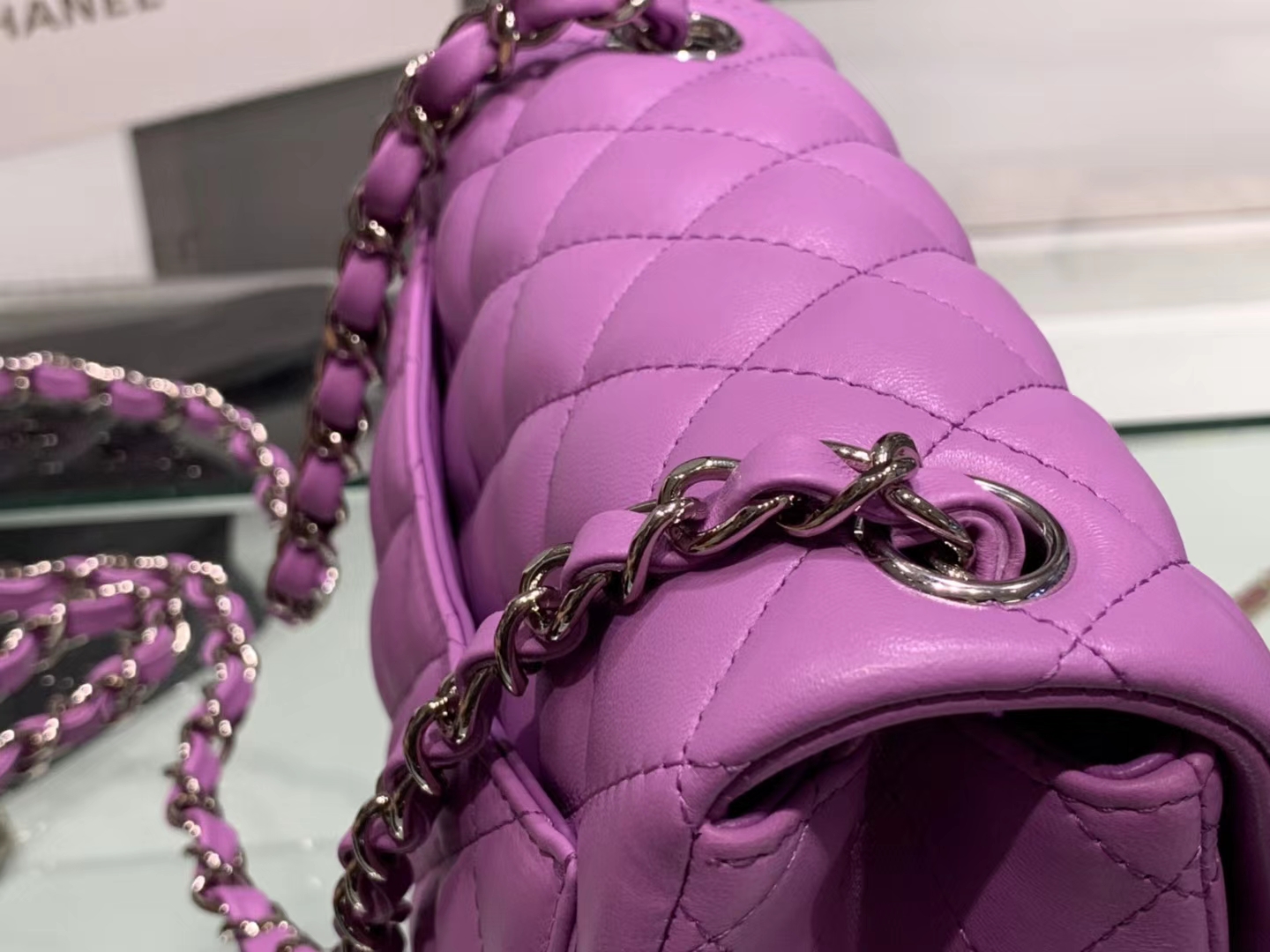 Chanel（香奈儿）cf # 链条包 香芋紫 羊皮 银扣 银链 17cm