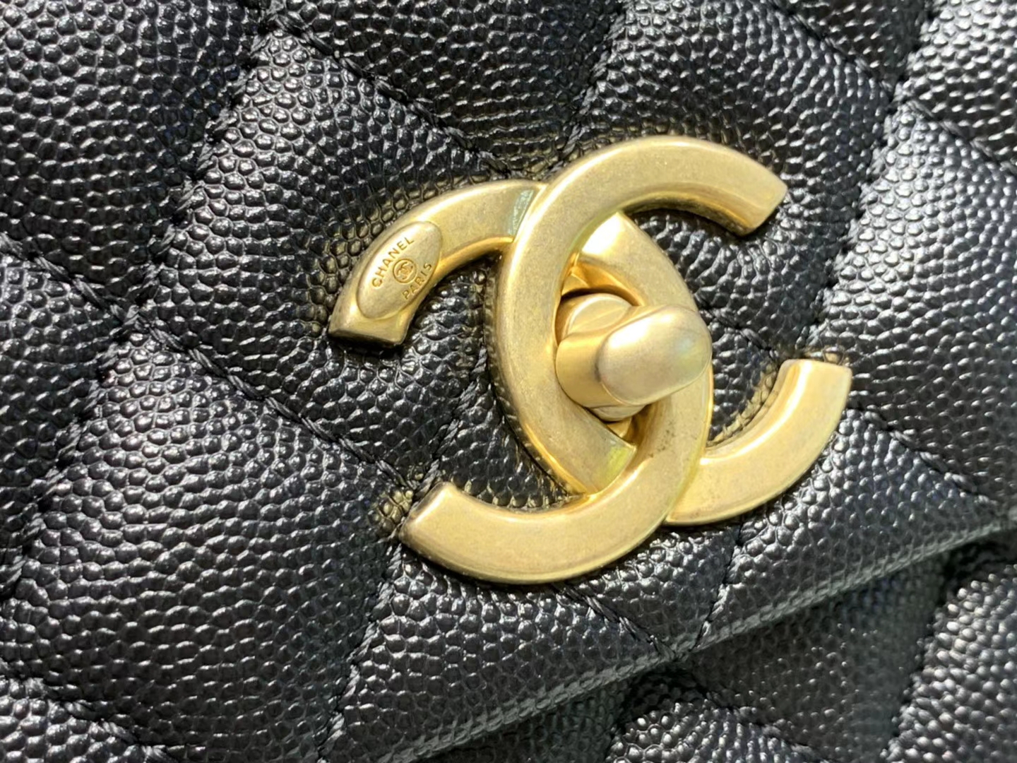 Chanel（香奈儿）coco handle # 中号 蜥蜴手柄 黑色 金扣 29cm