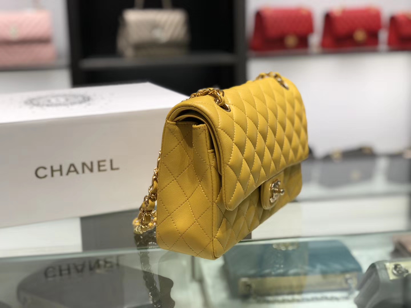 Chanel（香奈儿）cf # 链条包 琥珀黄 银扣 银链 25cm