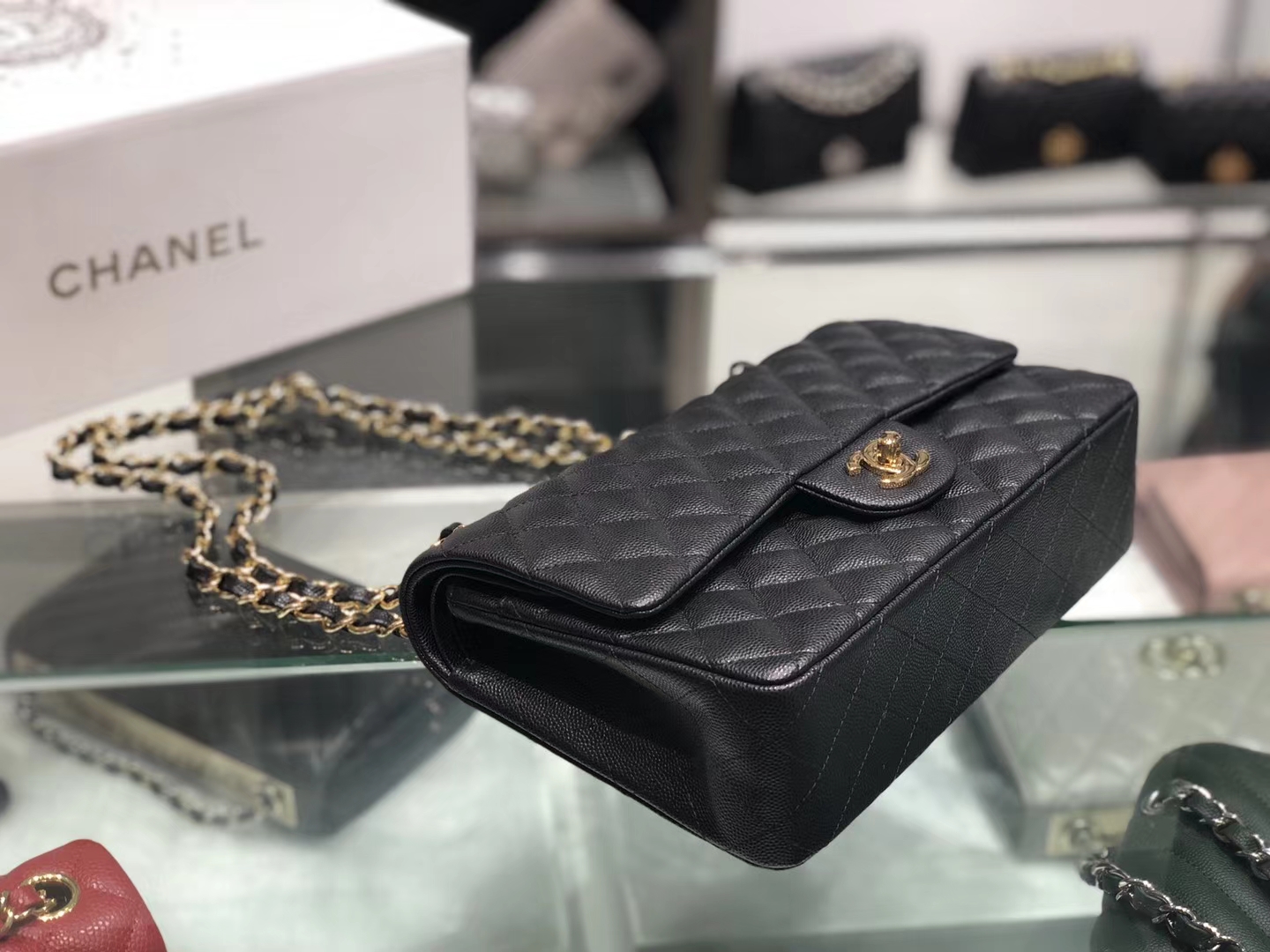 Chanel（香奈儿）cf # 链条包 黑色 金扣 金链 25cm