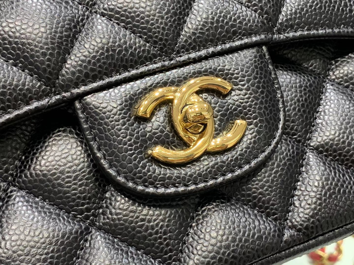 Chanel（香奈儿）cf jumbo 链条包 经典黑 金扣 金链 30cm
