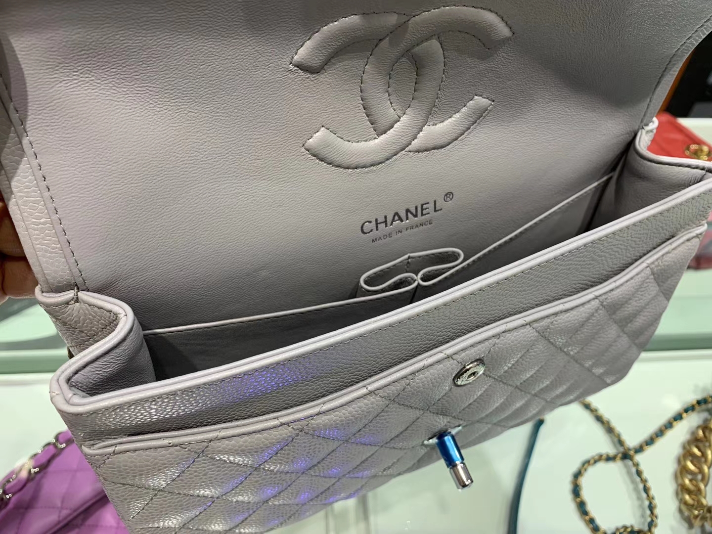 Chanel（香奈儿）cf # 链条包 巴黎灰【鱼子酱】 银扣 银链 25cm
