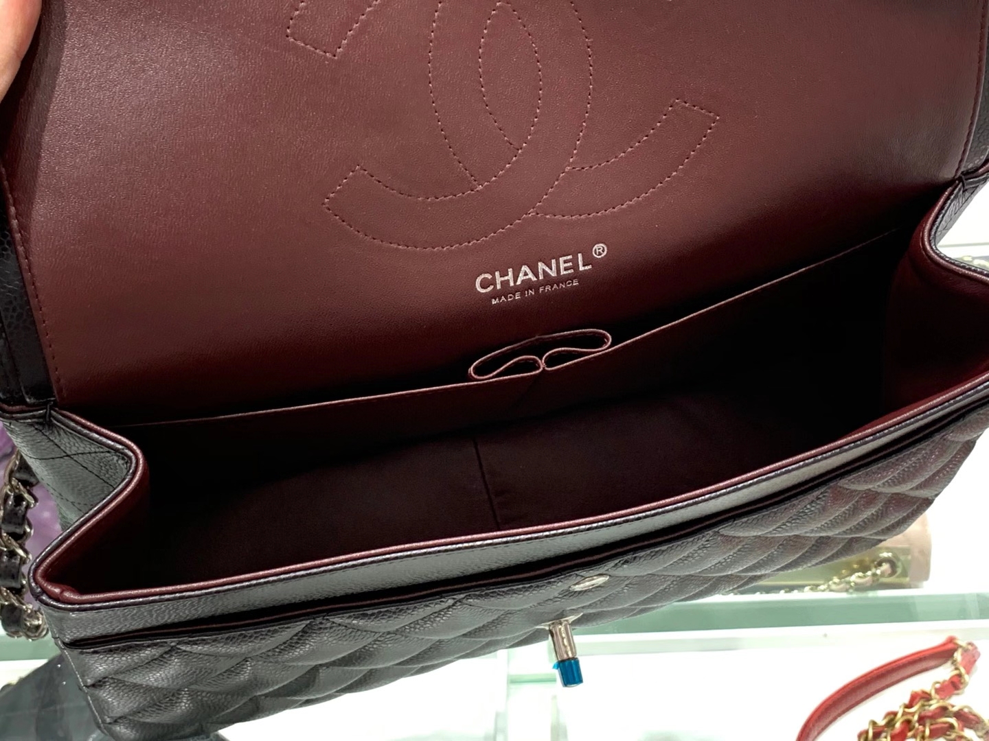Chanel（香奈儿）cf jumbo 链条包 黑色 银扣 银链 30cm