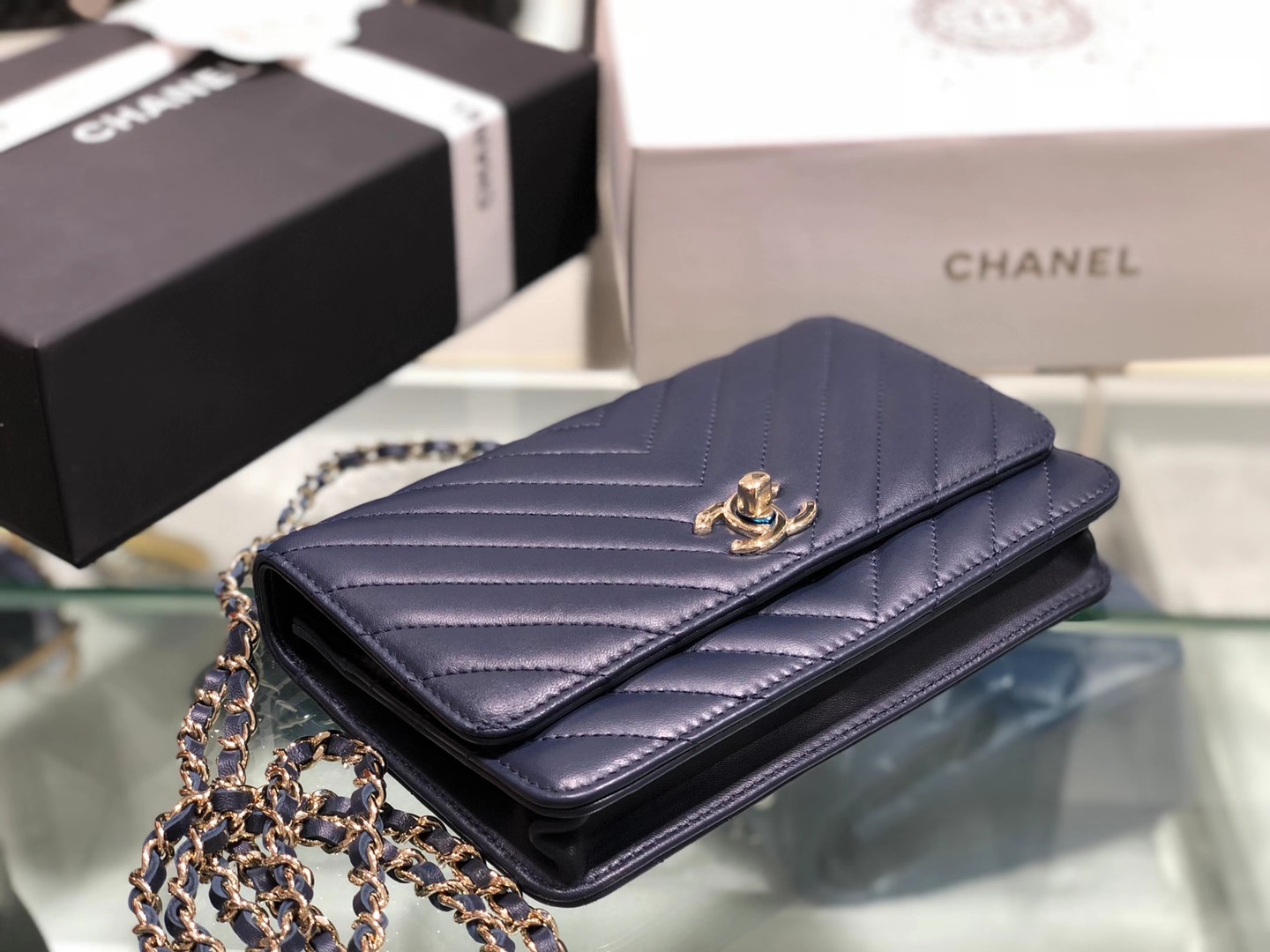 Chanel（香奈儿）Trendy cc woc链子包 深蓝色 12.3×19.2×3.5cm