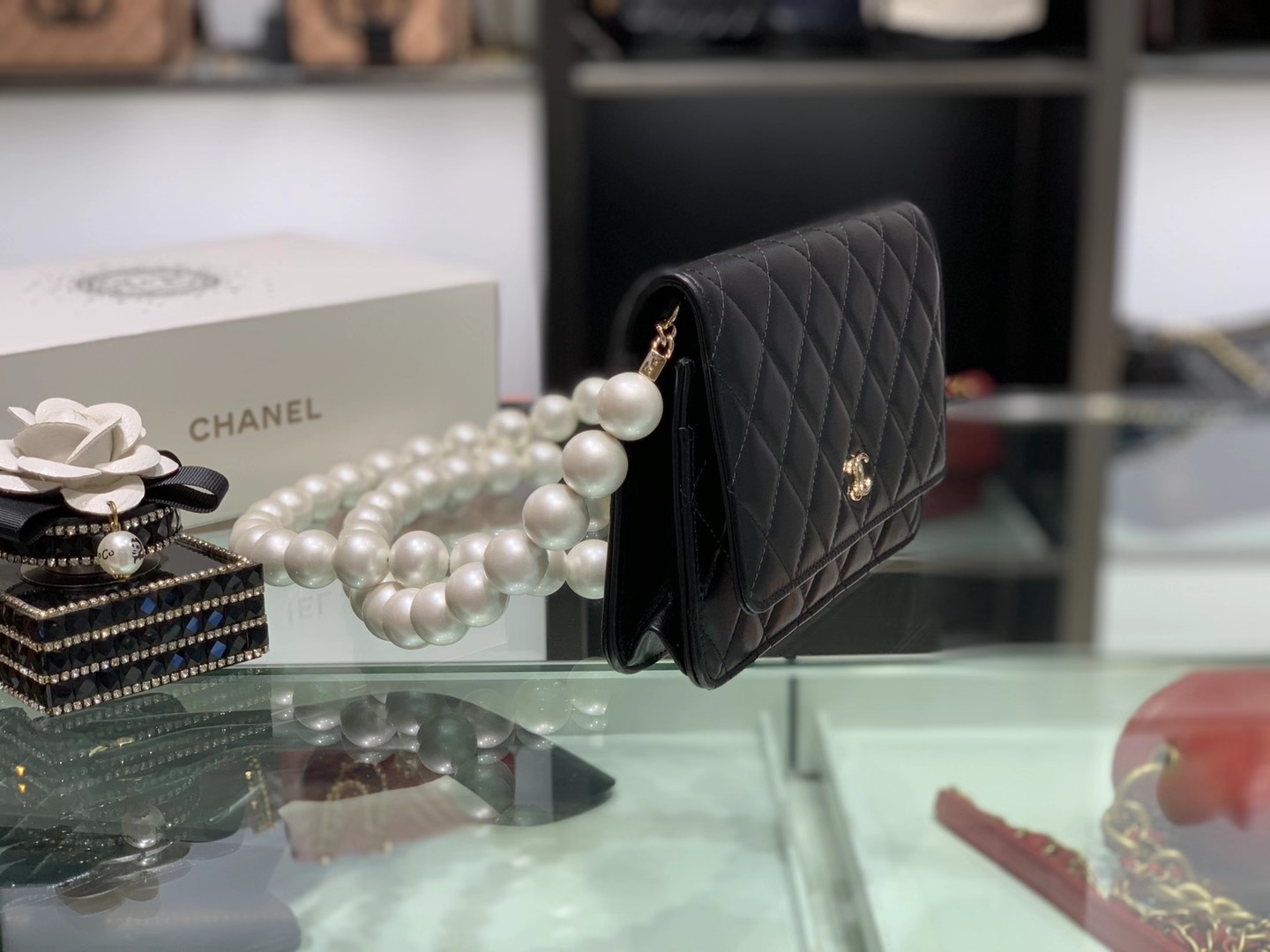 Chanel（香奈儿）2020 珍珠链条 woc 黑色 可爱 百搭