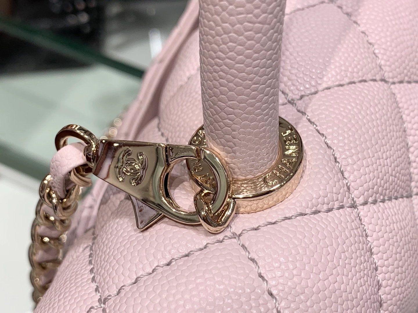 Chanel（香奈儿）coco handle 小号 菱格 淡粉色 金扣 24cm