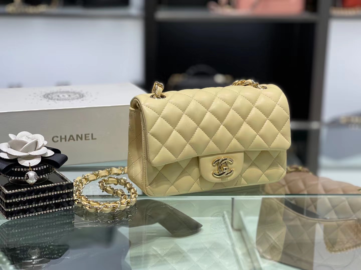 Chanel（香奈儿）Ohanel CF 链条包 柠檬黄 金链 金扣 20cm