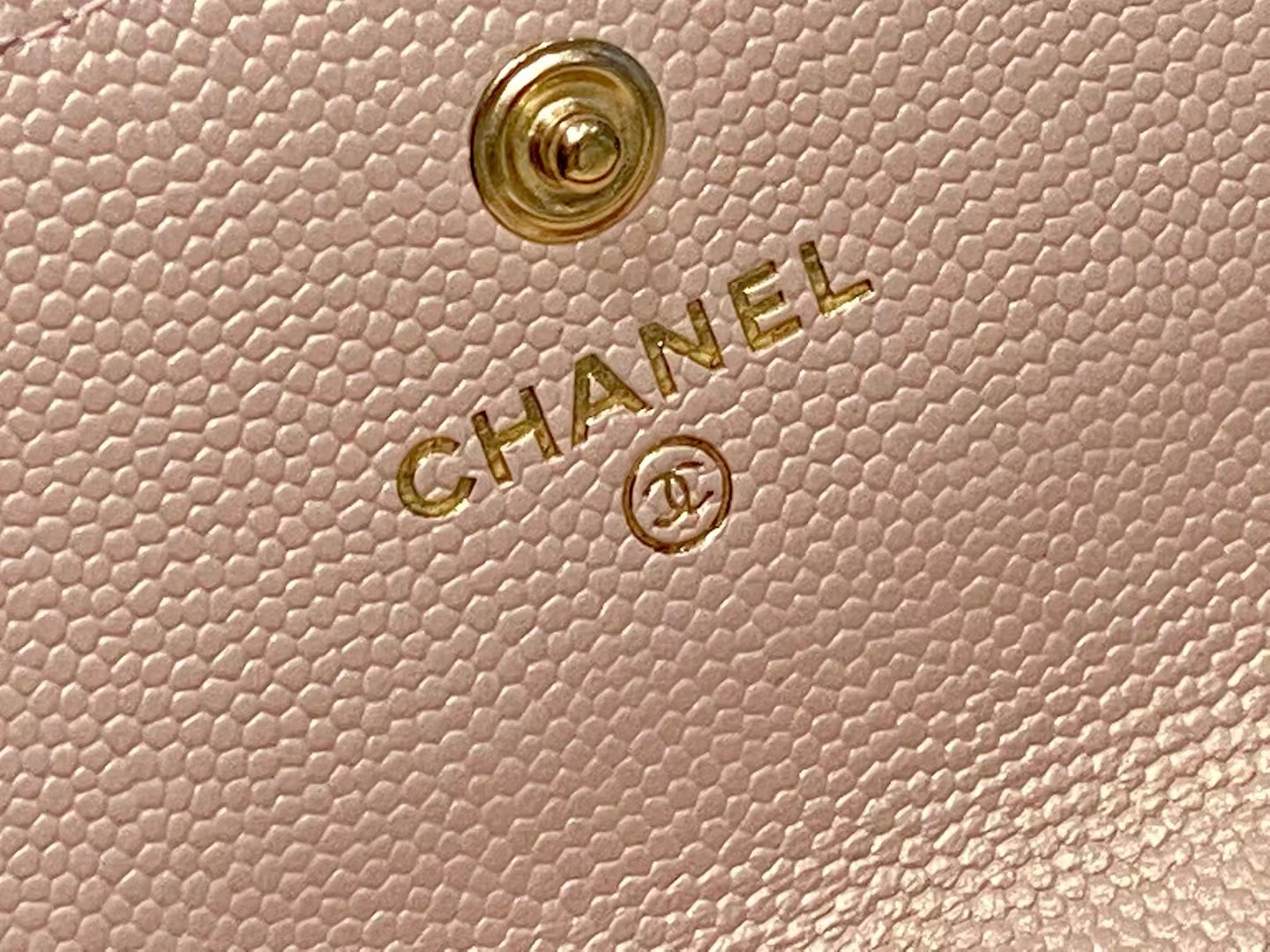 Chanel（香奈儿）Ohanel 一颗珍珠零钱包 金粉色 金链 金扣